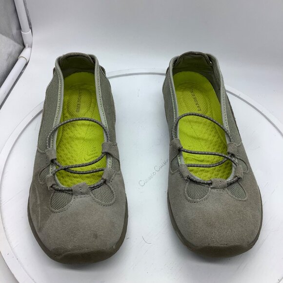 Lands' End Suede Light Grey Bungee Ballet Flats Women Size 8 Everyday Comfort - Picture 2 of 8